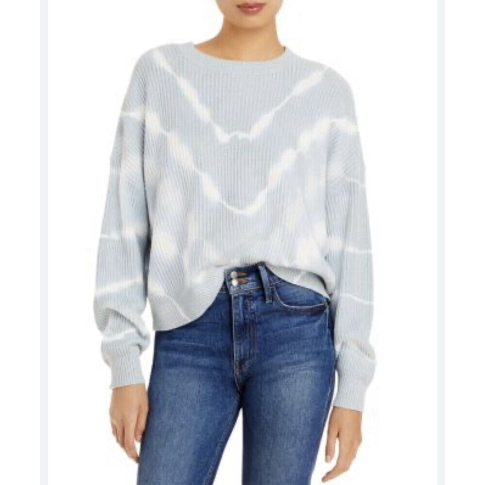 Pistola Eve Cropped Sweater Blue White Tye Dyed Chunky Knit Cotton Womens Large - Picture 2 of 9